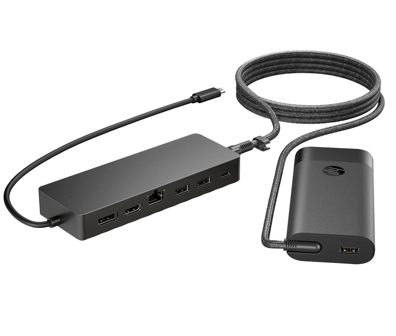 HP Universal USB-C Hub and Laptop Charger Combo Prin cablu USB 3.2 Gen 1 (3.1 Gen 1) Type-C Negru