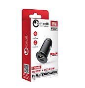 Incarcator auto Lemontti Super Fast Charge 65W 2 porturi PD Type-C 65W + USB-A QC 3.0, Negru