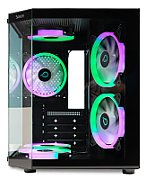 CARCASA  SPACER - gaming, Mini Tower, mATX,  AQUARIUM , fara sursa, sticla securizata, 3 x ARGB fan, HUB, telecomanda, USB 3.0 x 1, USB Type-C x 1, HD-Audio, Jack 3.5mm x 1, PSU shroud, black  SPCS-GC-AQUARIUM-BK-3F