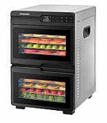 FOOD DEHYDRATOR HEINNER DUALDRY PRO HFD-KDDB1200BKSS, 1000-1200W, LED DISPLAY, DUAL STORAGE WITH AIRFLOW SYSTEM (FAN INSIDE EACH COMPARTMENT), 12 STAINLESS STEEL TRAYS, 2 FRUIT ROLL TRAYS, 2 MESH SHEETS, TEMPERATURE: 35-80 ℃, TIMER: 30 MIN - 48H, SEE-THROUGH WINDOWS, STAINLESS STEEL BODY