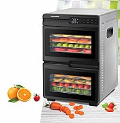 FOOD DEHYDRATOR HEINNER DUALDRY PRO HFD-KDDB1200BKSS, 1000-1200W, LED DISPLAY, DUAL STORAGE WITH AIRFLOW SYSTEM (FAN INSIDE EACH COMPARTMENT), 12 STAINLESS STEEL TRAYS, 2 FRUIT ROLL TRAYS, 2 MESH SHEETS, TEMPERATURE: 35-80 ℃, TIMER: 30 MIN - 48H, SEE-THROUGH WINDOWS, STAINLESS STEEL BODY