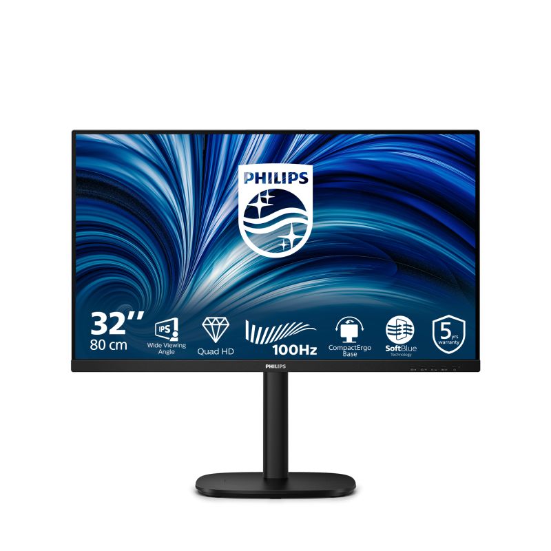 Monitor Philips 31.5  32B2N3500/00, Diagonal (inch): 31.5, Diagonal (cm): 80, Aspect ratio: 16:9, Panel: IPS, Resolution: 2560x1440, Refresh Rate: 100Hz, Response time GtG: 4ms, Brightness (max): 350 cd/m², Contrast (static) : 1000:1, Contrast (dynamic): 50M:1, Viewing angle: 178/178, Color Gamut