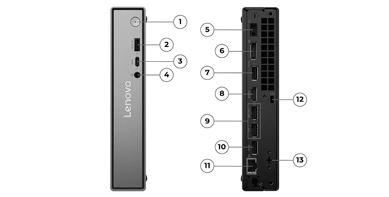 Desktop PC Lenovo ThinkCentre neo 50q Gen 5 Tiny, Intel 210H (8 C / 12 T, 2.2 GHz - 4.8 GHz, 12 MB cache), 16 GB RAM, 512 GB SSD, Intel Graphics, Windows 11 Pro
