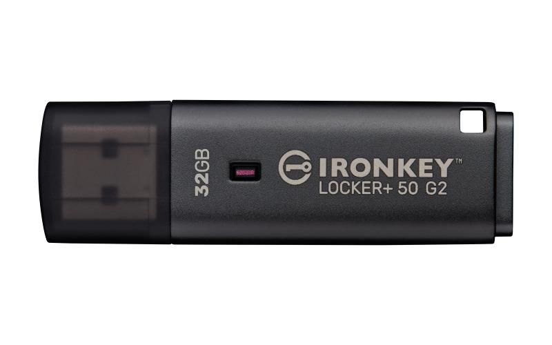 Kingston Technology IronKey Locker+ 50 G2. Capacity: 32 GB, Device interface: USB Type-A, USB version: 3.2 Gen 1 (3.1 Gen 1), Read speed: 145 MB/s, Write speed: 115 MB/s. Form factor: Cap. Weight: 22.94 g. Product colour: Black