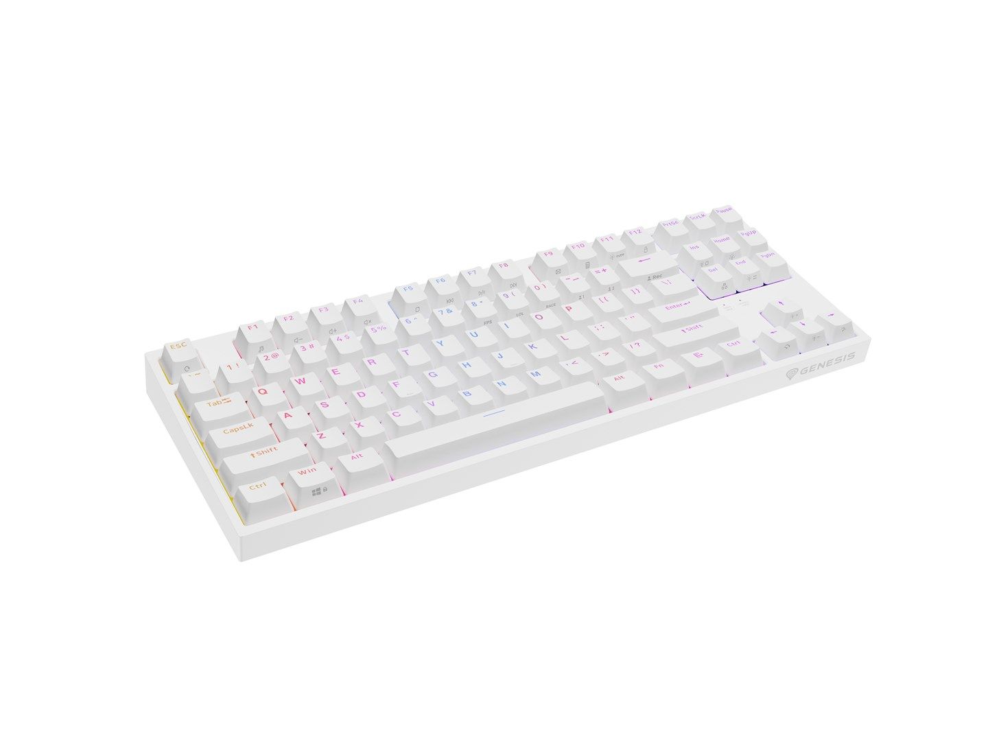 Genesis | Mechanical Gaming Keyboard | THOR 404 TKL RGB | White | Mechanical Gaming Keyboard | Wired | US | USB Type-A | 1005 g | Gateron Yellow Pro