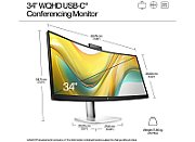 Monitor 34  HP Series 5 Pro 534pm, LED, VA, Curved, WQHD (3440 x 1440), 21:9, 5 ms, 400 cd/m², 4000:1 static / 10000000:1 dinamic, 178°/178°, 1x RJ-45/ 1x DP 1.4/ 1x HDMI 2.0/ 3x USB Type-A 5 Gbps (1 charging)/ 1x Type-C 10 Gbps/ 1x Type-C 5 Gbps/ 1x USB-B, Swivel: ±30° Tilt: -5 to + 20° Height