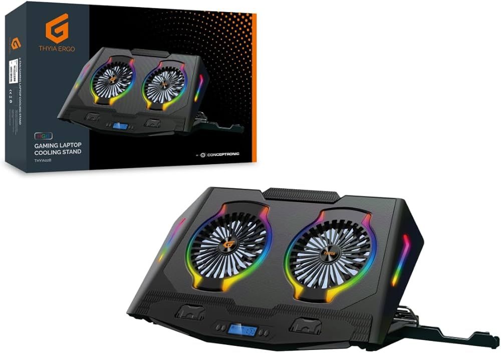 CONCEPTRONIC 2-Fan USB-A2.0 Laptop-KĂĽhlpad 40Kg RGB   17  sw