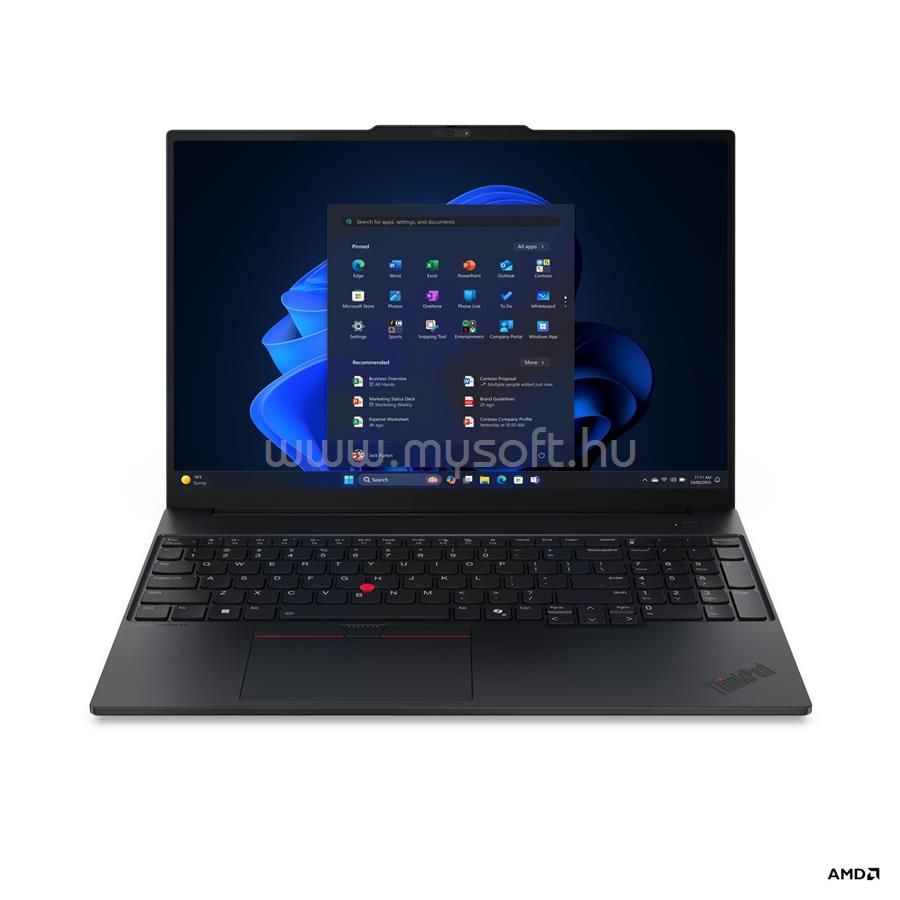 Laptop Lenovo ThinkPad E16 G3 21ST001HHV, 16 inch 1920 x 1200 pixeli, AMD 230 (6 C / 12 T, 3.50 GHz - 4.9 GHz, 16 MB cache, 15 W), 16 GB DDR5, 512 GB SSD, AMD AMD Radeon Graphics, Windows 11 Pro, Tastatura International, Negru